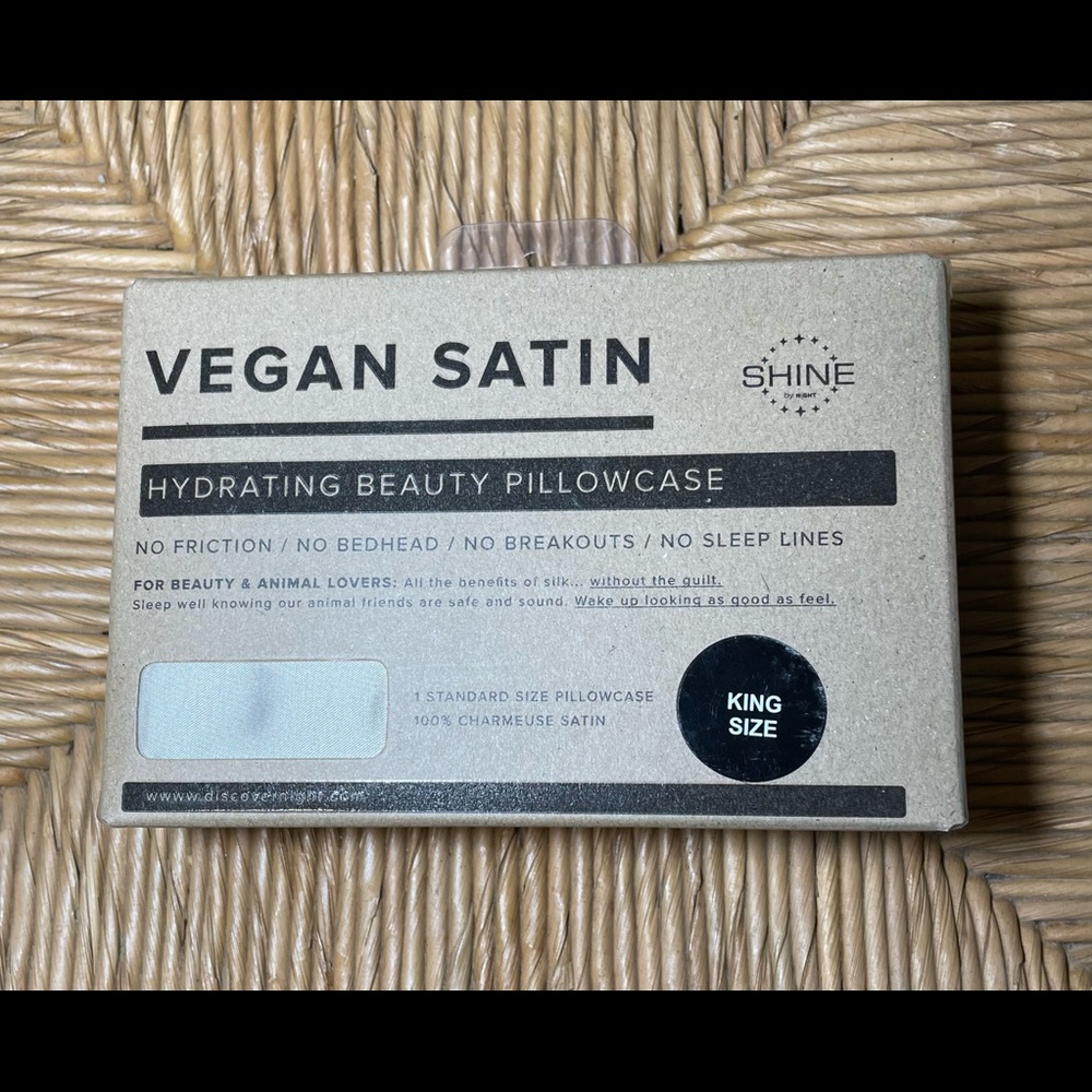 NEW ~ Shine By Night Vegan Satin Hydrating Beauty Pillowcase King Size Champagne